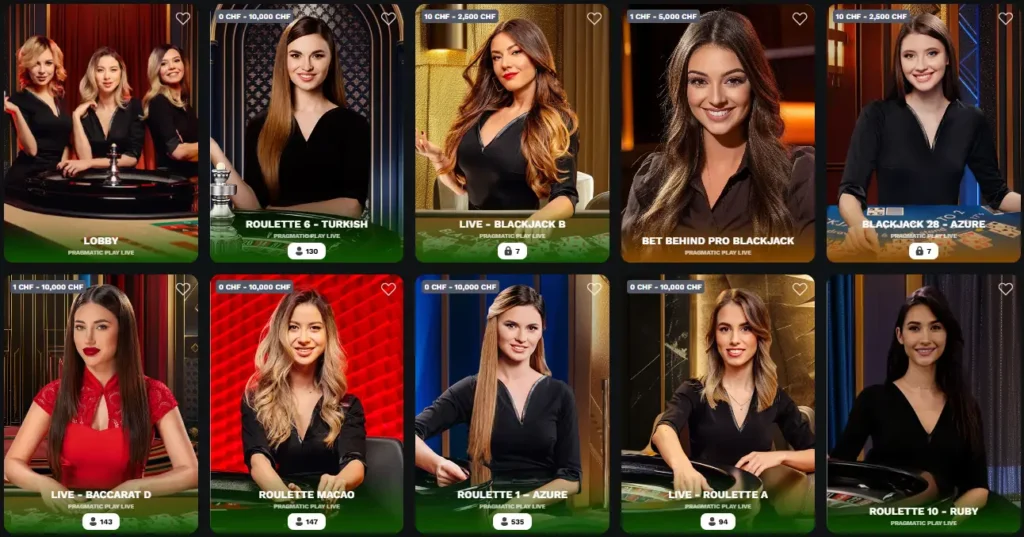 Live-Casino-Bereich von Betonred Casino mit echten Dealern