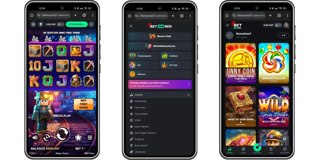 Mobile Version von Betonred Casino für Smartphones und Tablets
