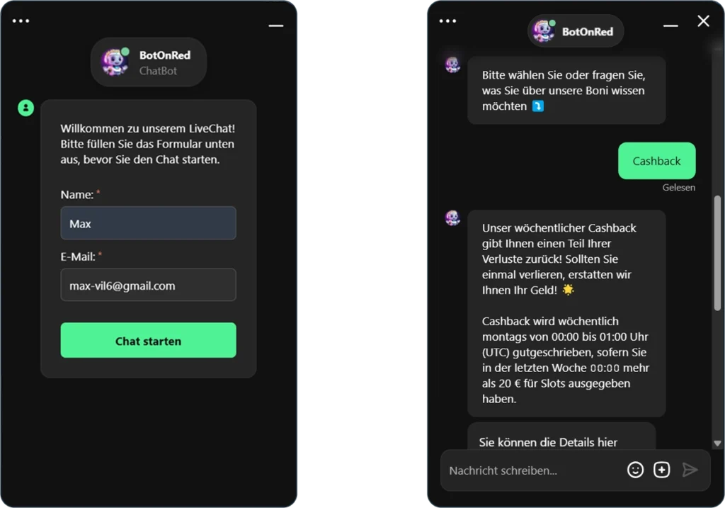 24/7 Live-Chat-Support bei Betonred Casino