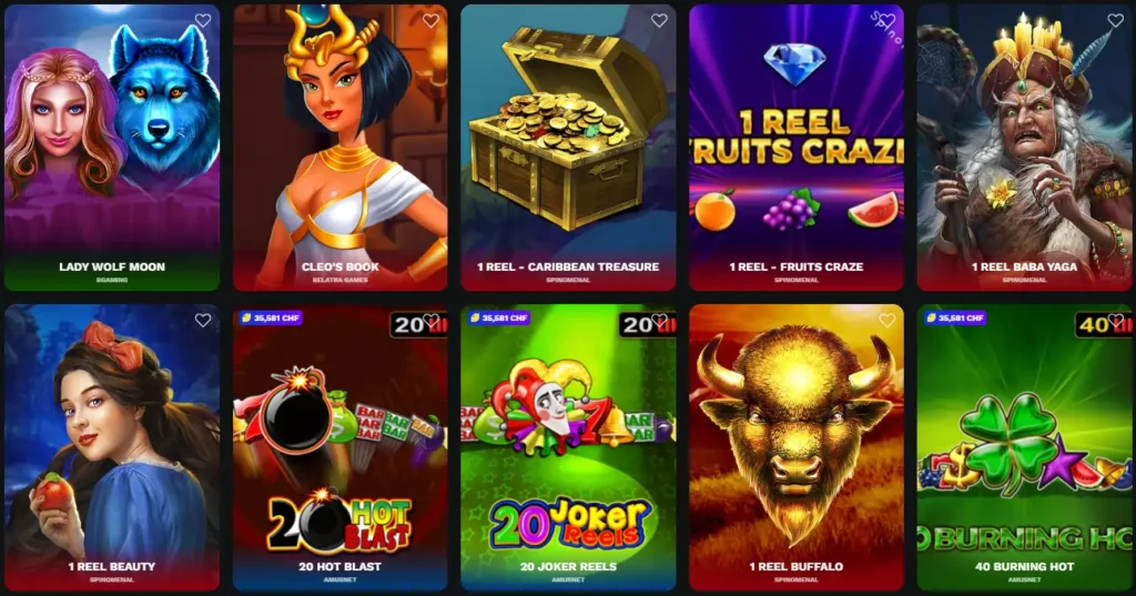 Auswahl an Spielautomaten bei Betonred Casino
